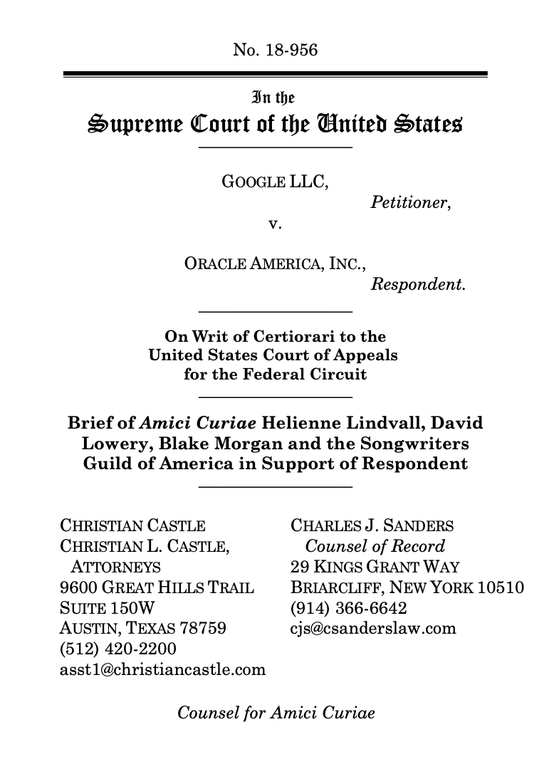 SCOTUS Brief Cover Page